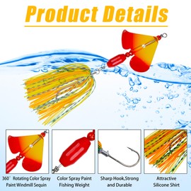 Spinnerbait Fishing Lure Buzzbaits Bass Jig Lures Multi-Color Bass Fishing Hard Metal Spoon Spinner Bait Kit for Trout Salmon 6 Packs