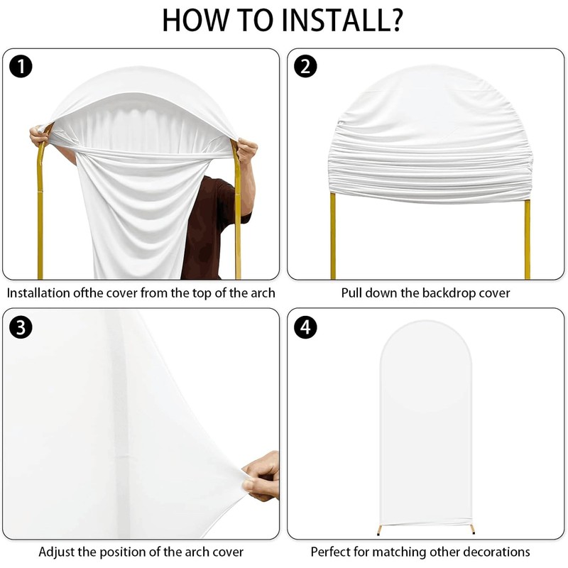 AIBIIN 3.3x7ft Solid Black Arch Shape Backdrop Stand for Wedding