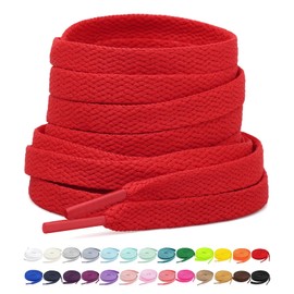 Stepace [2 Pairs Flat Shoe Laces for Sneakers 5/16" Width 30"-72" Length 26 Color Shoelaces Red 36"(91 cm)