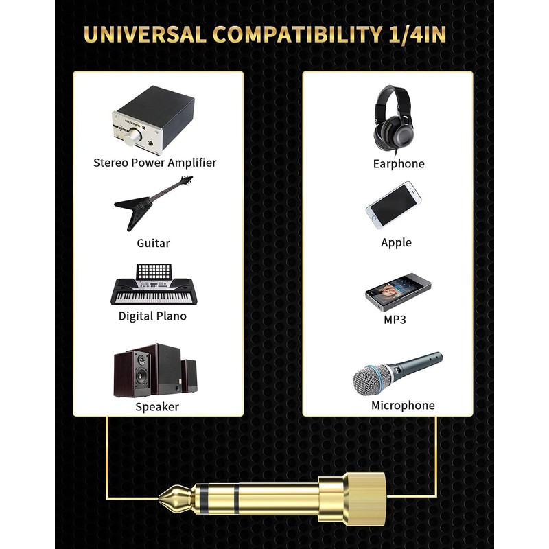 bestune 8Pcs 6.35mm 1/4 Male to 3.5mm 1/8 Female Stereo