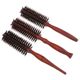 Mikinona 3Pcs Detangling Bristle Hair Brush Natural Wood Handle Round Styling Brush for All Hair Types Ergonomic Design for Men Women for Wet Dry Use