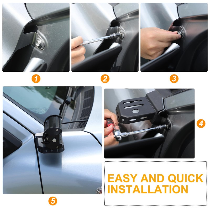 Hood Searchlight Holder and Antenna Mount Bracket Compatible with Toyota