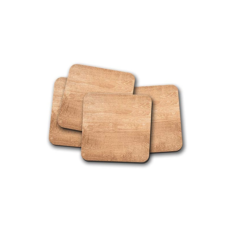 4 Set - Oak Wood Grain Effect Coaster - Carpentry