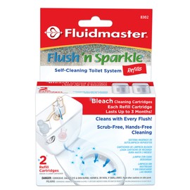 Fluidmaster 8302P8 Flush 'n Sparkle Automatic Toilet Bowl Cleaning System Bleach Replacement Cartridge Refills, 2-Pack