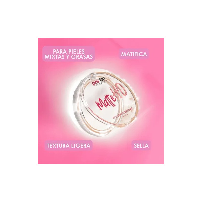 Pink Up, Polvo Compacto Hd, Matificante, Pieles Mixtas Color Transparente