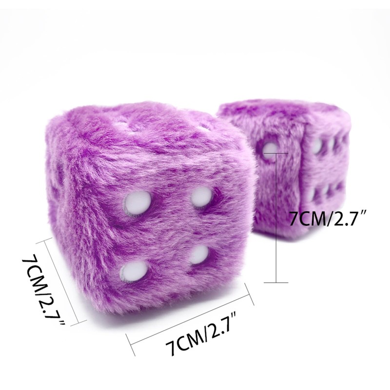YGMONER Purple Fuzzy Dice for Car Rear View Mirror, Pair