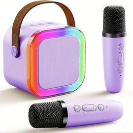 Mini Karaoke Machine for Kids & Adults – Portable Bluetooth Speaker with 2 Wireless Mics, Birthday & Family Party Fun