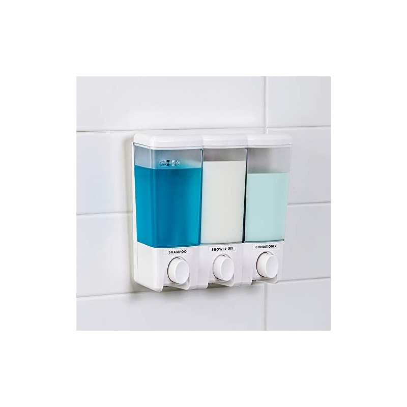 Better Living Products 72350 Clear Choice 3-Chamber Shower Dispenser, White