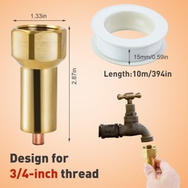 1PCS Outdoor Faucet Freeze Protection Heavy Duty Freeze Prevention Valve Winter Faucet Freeze Protector Frost Proof Spigot Replacement for Faucet Covers with 1 Roll Teflon Tape for 3/4 Inch Thread