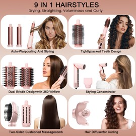 AVENHO 9 in 1 Negative Ionic Foldable Wrap Air Hair Styler Set, 110,000 RPM High-Speed Hair Dryer Brush for Curling, Straightening & Fast Drying-Versatile Hair Styling Tool, Holiday Gift for Women