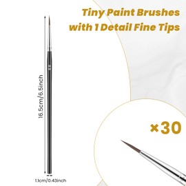 AHQiZFX 30-Piece Fine Brush Set, Micro Detail Paint Brush, Fine Detail Brush, Tiny Miniature Brush, Small Brush with Liner Tip, for Crafts, Watercolour, Model Making, Acrylic, Oil, Face Art, Miniature