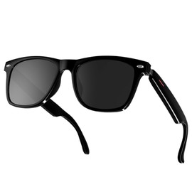 Smart Sunglasses, Bluetooth Audio Smart Glasses for Women Men, Remote Camera Control, Open Ear Speakers and Mic, Voice Assistant, Black