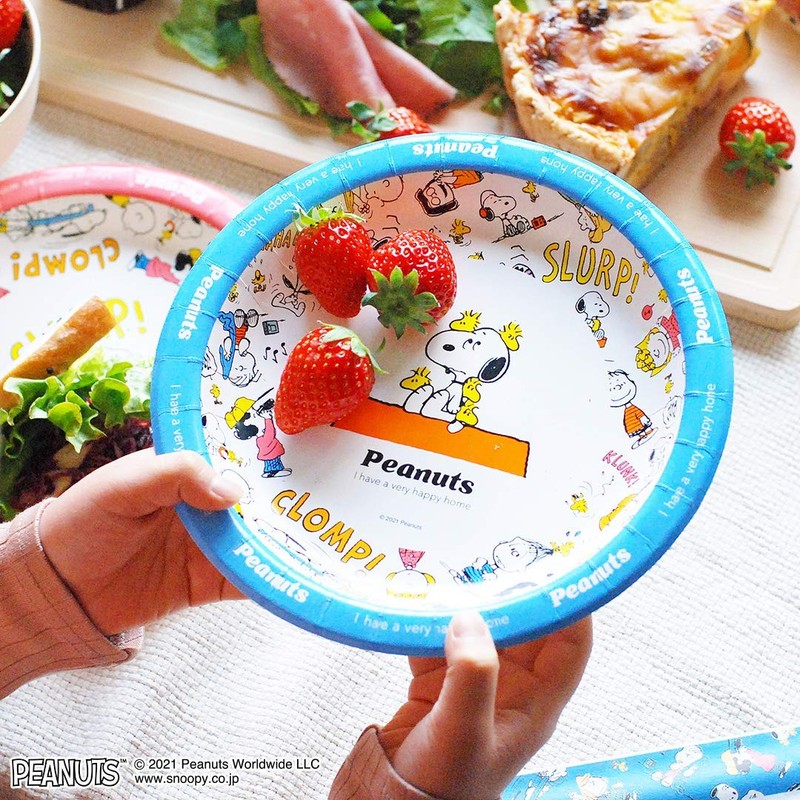 Sunup Paper Plates, Snoopy Retro Pattern, 7.9 inches (20 cm),