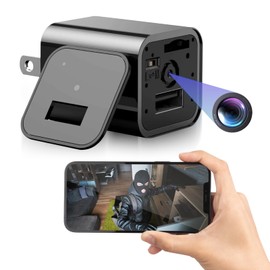Camara Espia WiFi Oculta Tipo Cargador, Camaras de Seguridad WiFi, Mini Camara Contacto de Luz de 1080p, Cámara Espia Oculta Cargador Real USB Sensor 