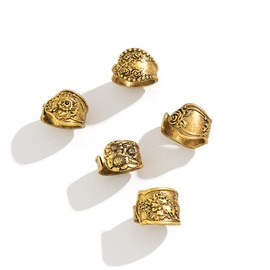Kysin Chiys 3/5/8 Pcs Vintage Knuckle Rings Set Bohemian Retro Hollow Carved Flower Rings Boho Stackable Chunky Rings Set Y2k Statement Rings Vintage Bohemian Jewelry for Women - 5 Pcs Gold