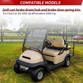 Golf Cart Brake Drum/Hub and Brake Shoes Spring Kit Fit for Club Car DS 1995-Up &Precedent 2004-Up, OEM#101791101, 101823201, 1011466/10181630 (101791101)