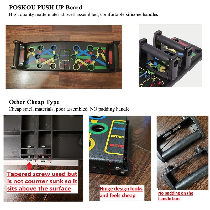 POSKOU Push Up Board Home Exercise Workout Fitness Gym Equipment
