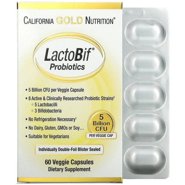 California Gold Nutrition, LactoBif Probiotics, 5 Billion CFU, 60 Veggie