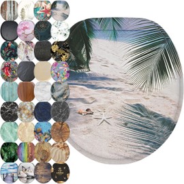 Sanilo Soft Close Toilet Seat ROUND, Quiet and Slow Close Lid and Seat, Strong Bumpers and Hinges, Beach