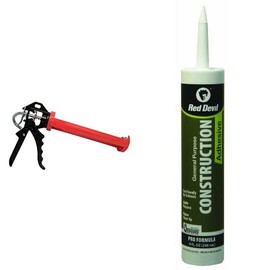 Red Devil 3988 9" Revolving Barrel Caulk Gun - Thrust Ratio 10:1 & 077606 General Purpose Construction Adhesive, White