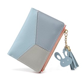 CHAOFANXI Women's Purse Made of Smooth and Soft Faux Leather, Women's Small and Short Format, Ladies in Very Beautiful Colours with Purse Women's Zip, blue, Elegant