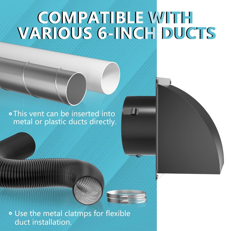 HG Power 4 Inch Dryer Vent Cover Outside with Removable