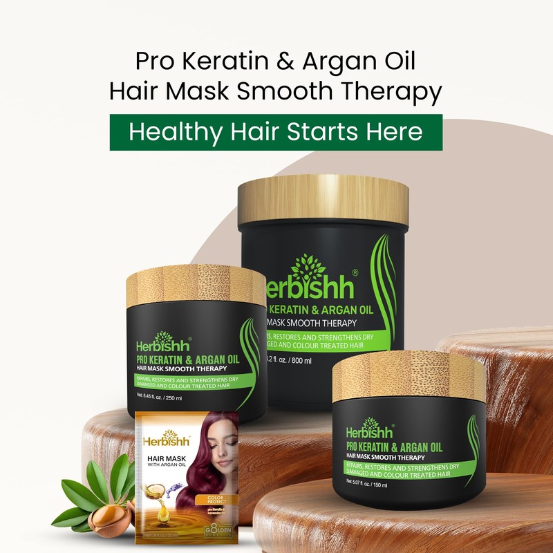 Herbishh Argan Hair Mask - Deep Conditioning & Hydration Pouches