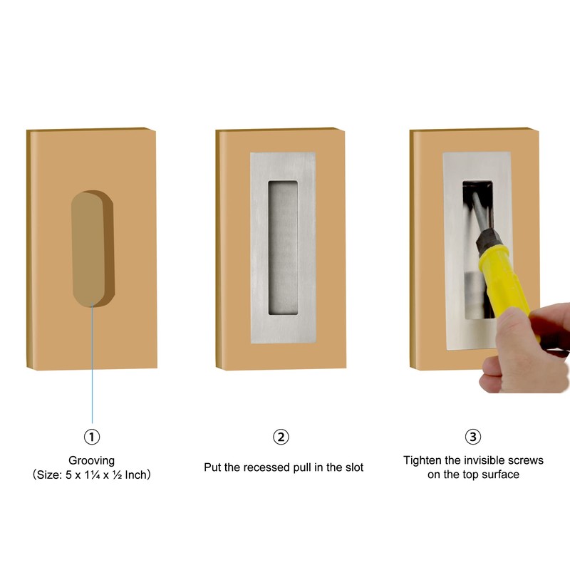 Malimali 6 Inch Recessed Finger Flush Pulls for Pocket Door