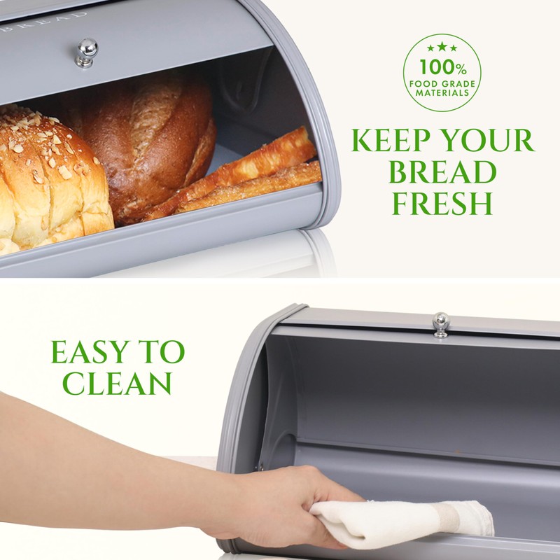 FINESSY Modern Metal Bread Box for Kitchen Countertop, Farmhouse Homemade