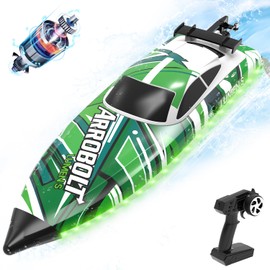 NBJIALIN RC Boat - Remote Control Boats for Adults with LED Lights Racing Boats for Pool&Lakes,2.4GHz RC High Speeding Summer Water Toy (Green)