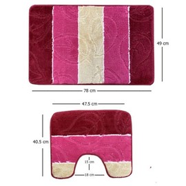 Lizzy 2Pcs Leaf Bath Mat Set | Non-slip Bathroom Mats Machine-washable | Shower Water Absorbent Bath Rug Super Absorbent Bath Mats for Bathroom Floor (Red Leaf Design Bathmats)