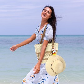 RUNROLE Handmade Tassel Hat Clip for Travel on Bag, Sun Hat Holder for Summer Beach Tote Bags, Travel Accessories for Women(Vibrant Colours)