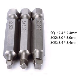 Gasea 3 Sets 2" Magnetic Square Head Screwdriver Bits 1/4" Hex Shank Square Drive Bit Set, SQ1 SQ2 SQ3, S2 Steel
