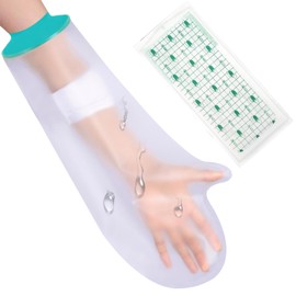 Guegine Waterproof Arm Cast Cover for Shower, Reusable Plaster Cast Waterproof Cover Arm with Wound Patch for Wound Care, Surgery Recovery & Injury Protection