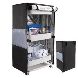Utility Cart Cover & Utility Cart Accessories,Storage Pockets and Zipper, Fits 17" L x13 W x31 H Shelving Units, Indoor/Outdoor Use, Easy to Clean (Without Rolling Cart)