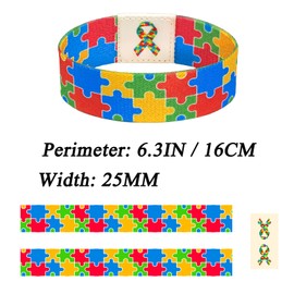 Nanafast Autism Awareness Bracelet Elastic Wristband for Women&Men Autism Awareness Jewelry Gifts-Colored Ribbon-6.3"