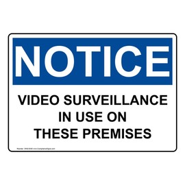 ComplianceSigns.com NOTICE Video Surveillance In Use On These Premises OSHA Label Decal, 5x3.5 inch 4-Pack Vinyl for Security/Surveillance