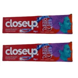 2 x 90g Closeup Ever Fresh Red Hot Toothpaste, Family Pack Toothpaste Cleans Protects and whitens Teeth