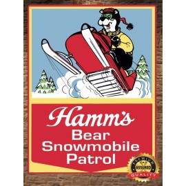 Hamm's Bear - Snowmobile Patrol - Man Cave - Metal Beer Sign 11 x 14