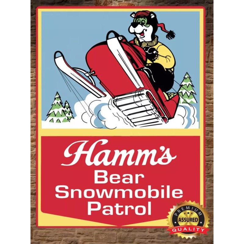 Hamm's Bear - Snowmobile Patrol - Man Cave - Metal