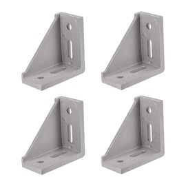 sourcing map Corner Bracket Gusset, 80mm x 80mm for 4040 Series Aluminum Extrusion Profile, 4 Pcs (Silver)