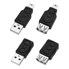 ECSiNG 4 x USB 2.0 to Mini USB Adapter USB Male to Mini USB Female Converter Supports 5V 2A 480Mbps Data Transfer Suitable for Mobile and Tablet Computers