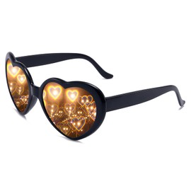 Dollger Heart Sunglasses Heart Effect Diffraction Glasses Festival Accessories Party Rave Lights Glasses Love Gift UV400 Protection