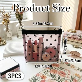 Travel Makeup Organizer, Compact Lightweight Accessory for Travel and Daily Use - Qixiang CB 3 Pack Mesh