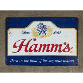 Hamm's RETRO VINTAGE LOOK Hamms Beer Land of Sky Blue Waters Metal Weathered Sign