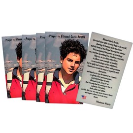 Westmon Works St Carlo Acutis Medal Set Italian Metal Pendants with Holy Cards, 5 of Each, Small, Metal, No Gemstone