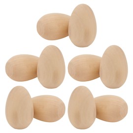 HOLIDYOYO 10pcs Unfinished Wood Egg Easter Unpainted Wooden Fake Eggs Standable Natural Peg Doll Figurine for Kids Diy Game Toy Kitchen Adornment