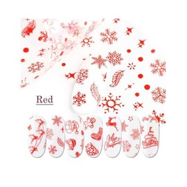 Generic Christmas Nail Foil Transfer Stickers Santa Snowflake Reindeer 10Pcs 20X4Cm Xk8146 Red Nail Wraps Stickers Manicure Supplies for Women Nails Full Long Lasting Easy Apply and Remove