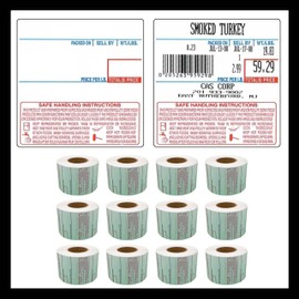 Pokanic Labels LST-8040 Thermal 12 Rolls - 6,000 Labels Printer Printing Scale Compatible with CAS LP-1000 CL-5000 CL-5500 CL-7200, Easy Weigh LS-100, VisionTech DLP-300 (12 Rolls, 8040)