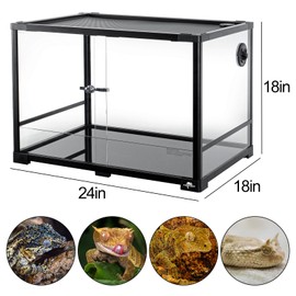 CAVACHEW 34 Gallon Reptile Tank, Glass Reptile Terrarium 24" x 18" x 18", Sliding Door, Top Ventilation, Cable Pass, Humidify Hole, Glass Reptile Cage Habitat for Bearded Dragon, Lizard, Snake, Gecko